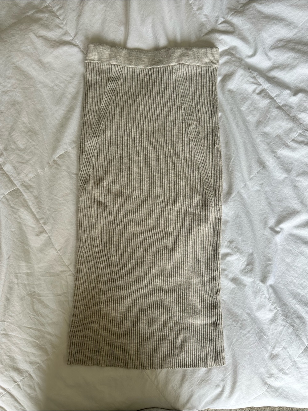 Abercrombie & Fitch Ribbed Midi Skirt - Beige Taupe